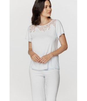 Parte superior de pijama de micromodal blanco